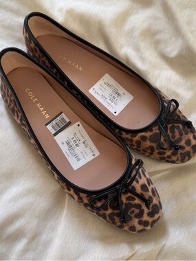 Cole Haan Leopard-Print Ballet Flats in Brown and Black Trim